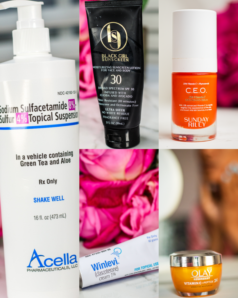 skincare over 40 skincare products collage